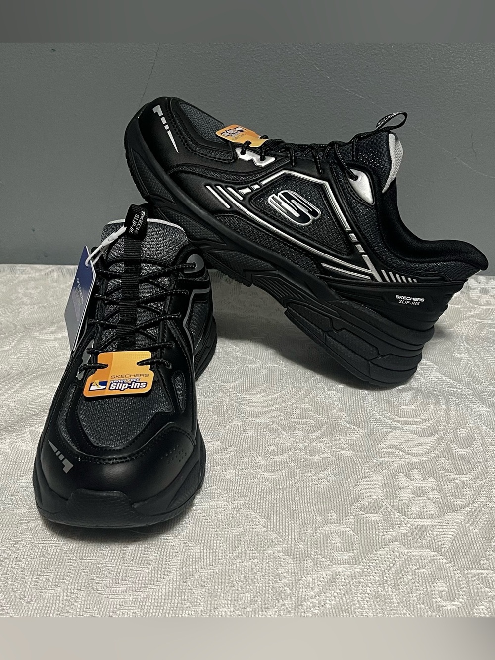 Skechers Kids Hands Free Slip-Ins Retro Graph Breezy Pacer Shoes Black Size 4 Y